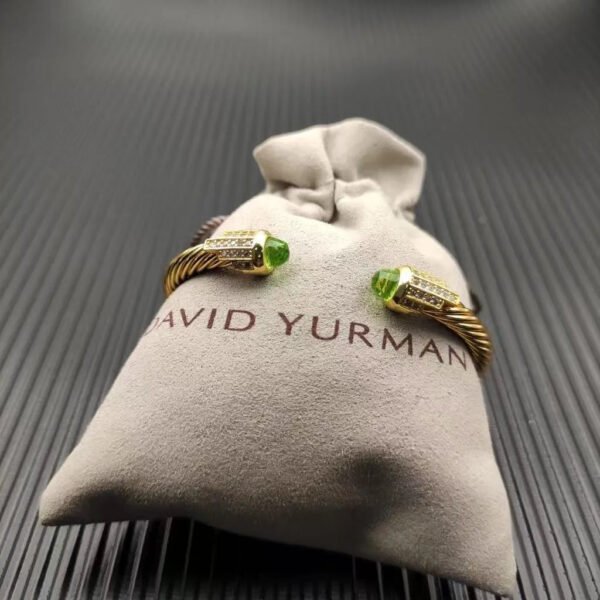 Cable Bracelet with Peridot & Diamond Accents  5mm