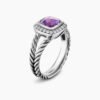 Petite Albion&reg; Ring Sterling Silver with Amethyst and Diamonds, 7mm