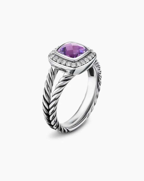 Petite Albion&reg; Ring Sterling Silver with Amethyst and Diamonds, 7mm