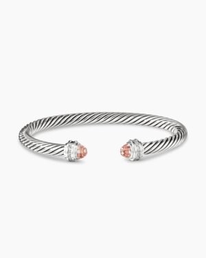 A36BDFA6-5D81-AC15-4CA7-5572CD9D6560.jpg Classic Cable Bracelet Sterling Silver with Morganite and Diamonds, 5mm