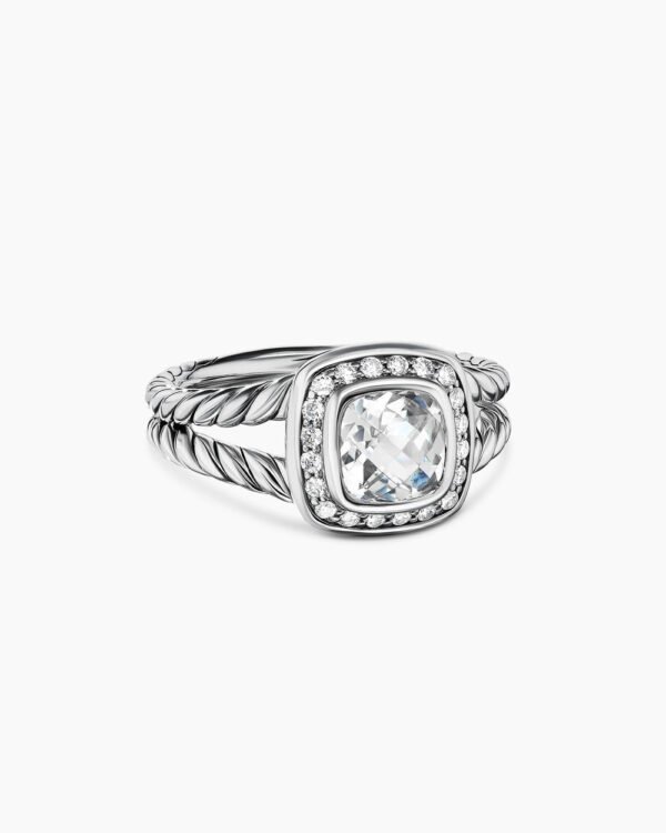 Petite Albion Ring Sterling Silver with White Topaz and Diamonds, 7mm