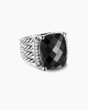 Wheaton&reg; Ring Sterling Silver with Black Onyx and Diamonds, 16mm