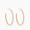 Pave Hoop Earrings 18K Yellow Gold with Diamonds, 38mm