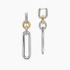 Lexington Double Link Drop Earrings Sterling Silver with 18K Yellow Gold, 53.5mm