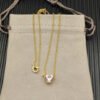 Chatelaine&reg; Heart Pendant Necklace 18K Yellow Gold with Morganite, 8mm
