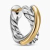 Crossover Huggie Hoop Earrings Sterling Silver with 18K Yellow Gold, 22mm