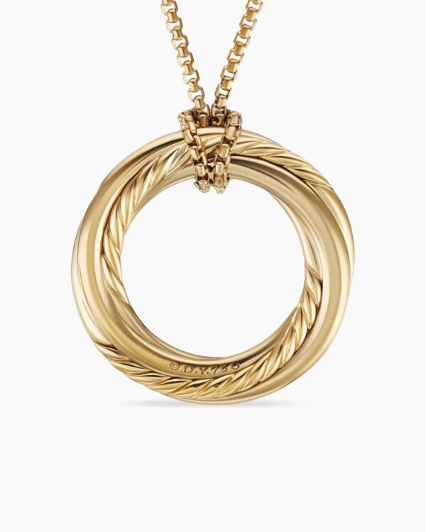 Pave Crossover Pendant Necklace 18K Yellow Gold with Diamonds, 30mm