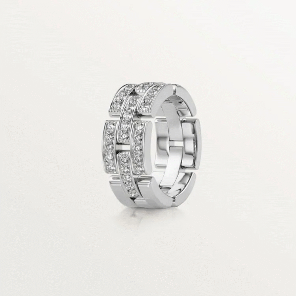 MAILLON PANTH&Egrave;RE RING, 3 HALF DIAMOND-PAVED ROWS
