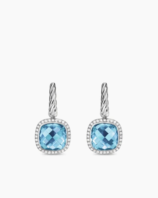 Albion&reg; Drop Earrings Sterling Silver with Blue Topaz and Diamonds