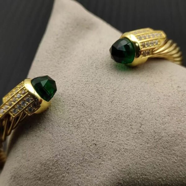 7mm Cable Bracelet with Peridot & Diamond Accents