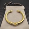 X Classic Cable Station Bracelet in Sterling gold with Diamonds??mm