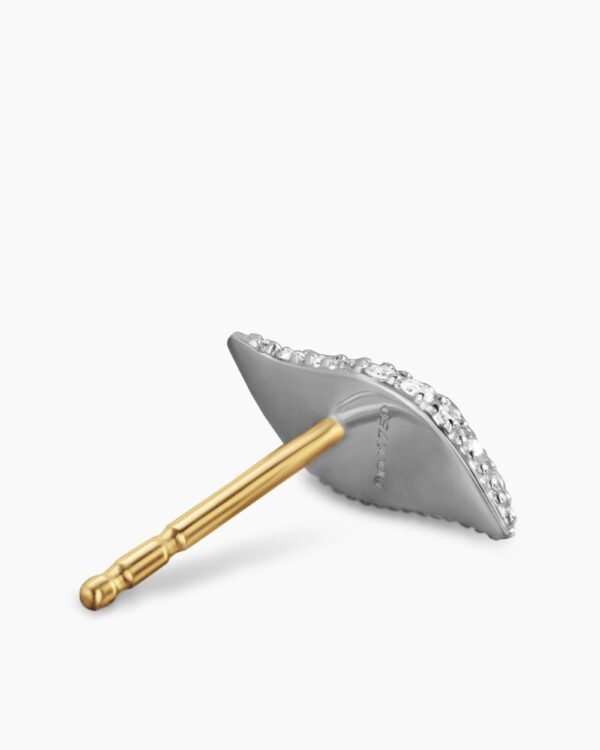 Petite Pav&eacute; Flute Stud Earrings Sterling Silver with Diamonds, 10.6mm