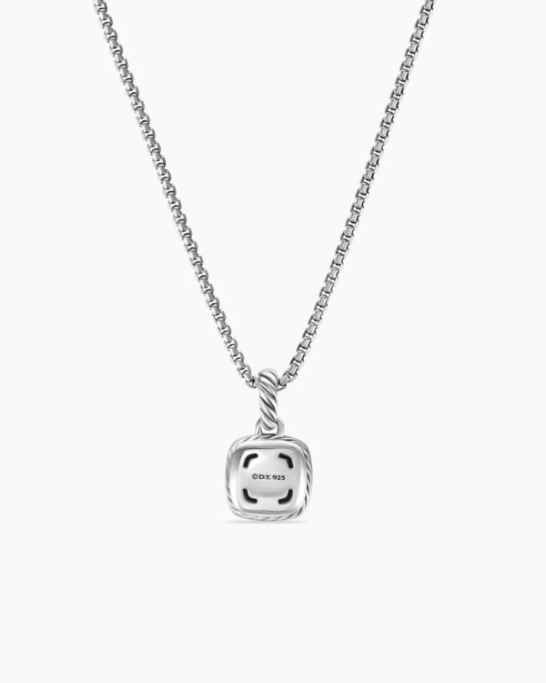 Petite Albion Pendant Necklace Sterling Silver with Pave Diamonds, 7mm