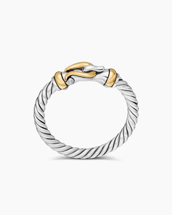 A8813A07-4015-FE27-8C7C-A73BCA3188BE.jpg Petite Buckle Ring Sterling Silver with 18K Yellow Gold, 2mm - 6