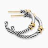 Petite Helena Wrap Hoop Earrings Sterling Silver with 18K Yellow Gold and Diamonds