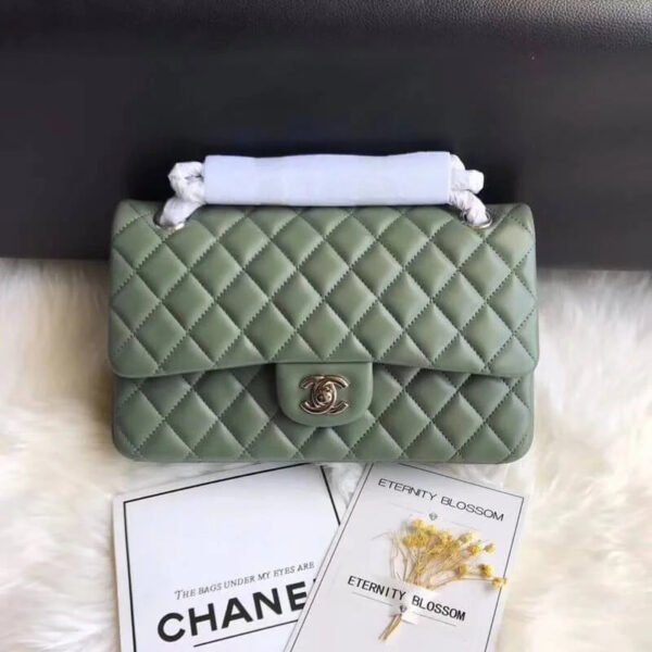 Chanel 1112 Green Medium Size 2.55 Lambskin Leather Flap Bag