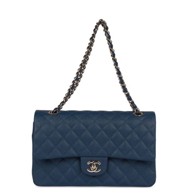 A9AF0EA1-61A1-55CA-AC15-5C60D7BB52E5.jpg Medium Classic Double Flap Bag Blue Caviar Light Gold Hardware