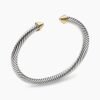 Classic Cable Bracelet Sterling Silver with 14K Yellow Gold Domes, 5mm