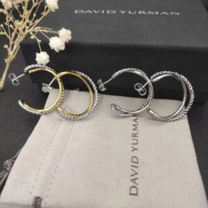 AA229E15-0EBF-9845-E3BB-639899177477.jpg Crossover Hoop Earrings Sterling Silver with 18K Yellow Gold 33.7mm - Gold