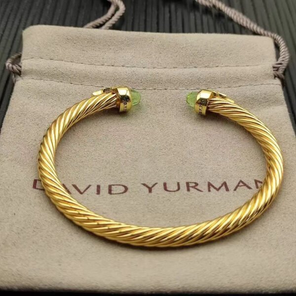 Cable Bracelet with Peridot & Diamond Accents  5mm