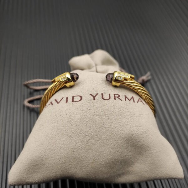 Cable Bracelet with Amethyst  & Diamond Accents  5mm