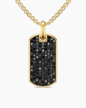 Chevron Tag 18K Yellow Gold with Black Diamonds, 42mm