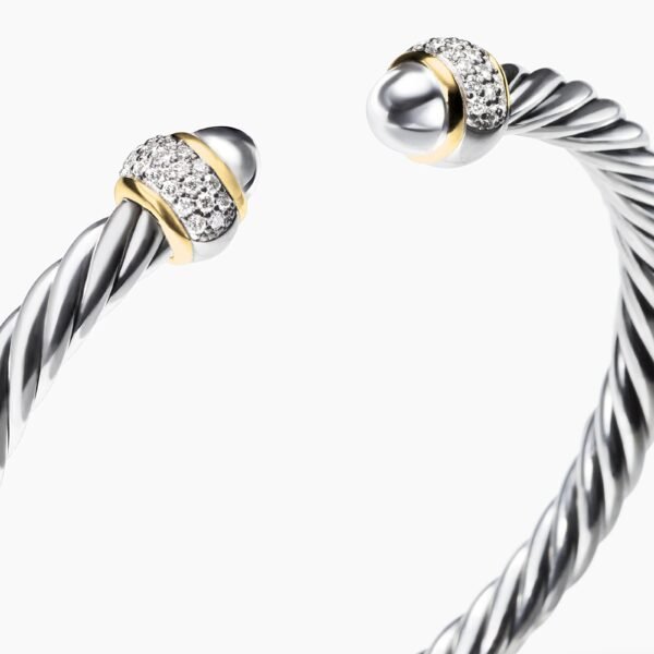 AAD92DB7-E3F9-80C0-34BB-6F7C23A56B66.jpg Cable Bracelet Sterling Silver with 18K Yellow Gold and Diamonds, 5mm