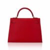 Kelly 28 Sellier Bag Rouge Casaque Epsom Leather with Gold Hardware