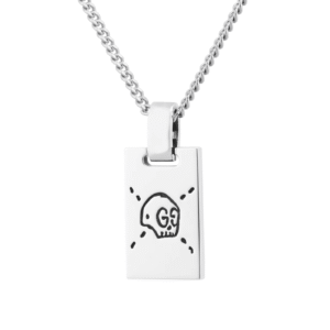 Sterling Silver Ghost Dog Tag Necklace