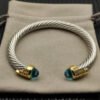 7mm Cable Bracelet with Aquamarine & Diamond Accents ??Gold Cap