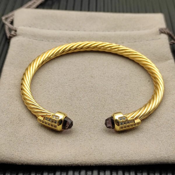 Cable Bracelet with Amethyst  & Diamond Accents  5mm