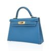 Mini Kelly 20 Bag Sellier New Blue Jean Epsom Leather with Gold Hardware