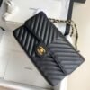Chanel Classic Chevron Tweed Medium Flap Glod