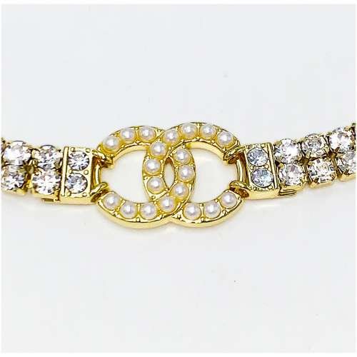 AC779CC7-A2C7-4719-19B7-A433A30E3322.jpg Authentic Heavy Gilt Necklace CC Logo set with Seed Pearls and Crystals