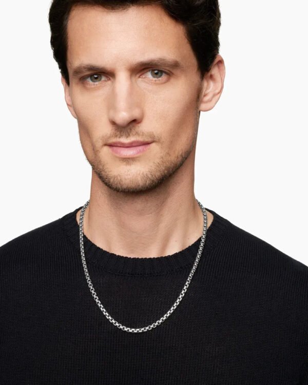 Box Chain Necklace Sterling Silver, 5mm - 55CM