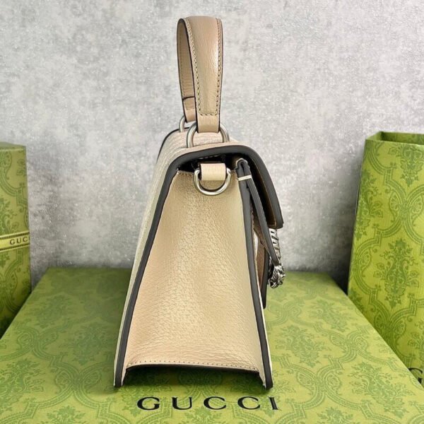 Gucci Dionysus Canvas Top Handle Beige And White Canvas 24x16cm
