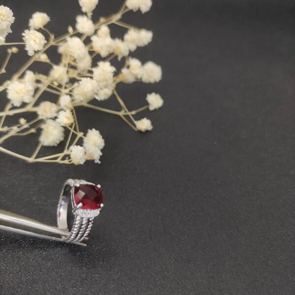 Petite Wheaton&reg; Ring Sterling Silver with Garnets and Diamonds, 10mm - 6