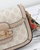 Gucci Horsebit 1955 Canvas Mini Shoulder Bag White Beige