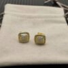 Albion&reg; Stud Earrings Sterling 18K Yellow Gold with Pav&eacute; Diamonds, 7mm