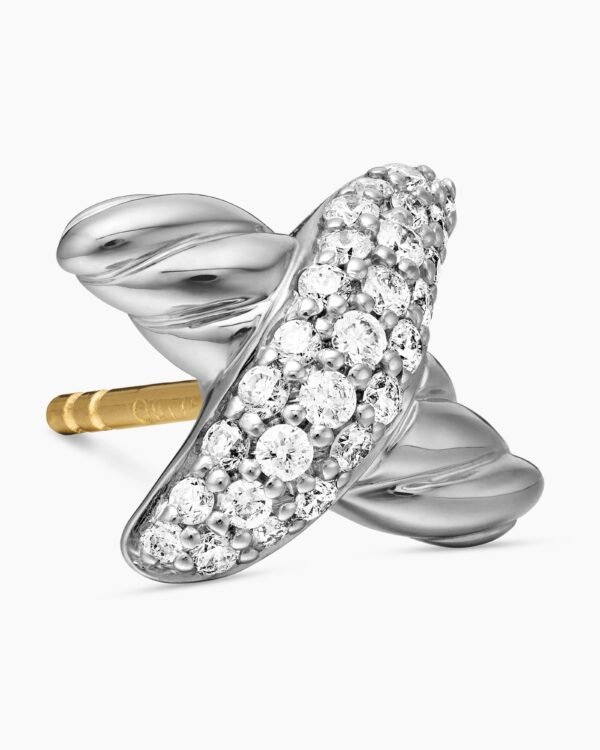 Petite X Stud Earrings Sterling silver with Diamonds, 8.4mm