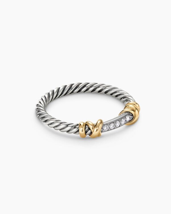 Petite Helena Wrap Band Ring Sterling Silver with 18K Yellow Gold and Diamonds, 4mm