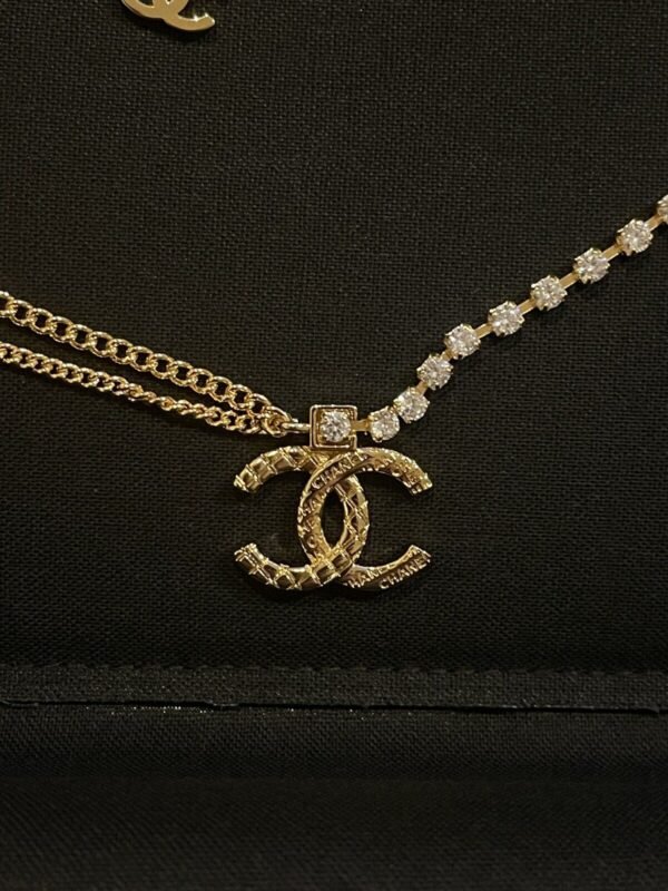 Vintage Crystal Chain Necklace Gold Plated