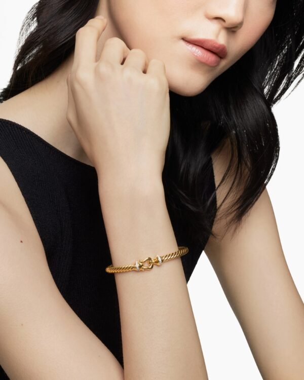 Buckle Cablespira&reg; Bracelet 18K Yellow Gold with Diamonds, 5mm