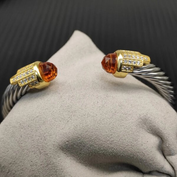 7mm Cable Bracelet with Champagne & Diamond Accents ??Gold Cap