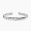 Classic Cable Station Bracelet Sterling Silver with 18K Yellow Gold and Pave Diamonds, 7mm