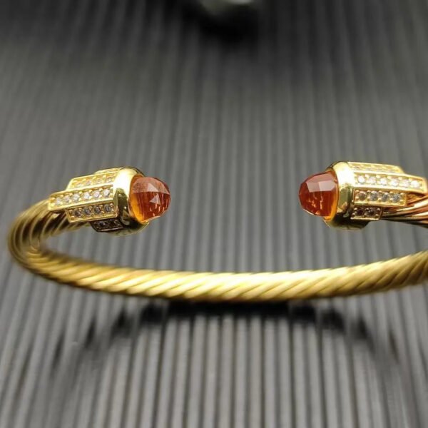 Cable Bracelet with Champagne Diamonds & Diamond Accents  5mm