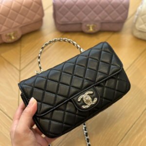 B2721618-25E9-58F9-76F4-CA9D9BBECCB3.jpg Mini Flap Bag with Top Handle - Black