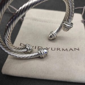 Classic Cable Bracelet Silver and  Half Diamonds 5 MM