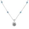 Blind For Love Silver Blue Zirconia Circle Pendant Necklace