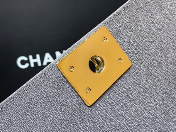 Chanel Boy Handbag Dark Grey Gold Toned Hardware For Women 9.8in/25cm